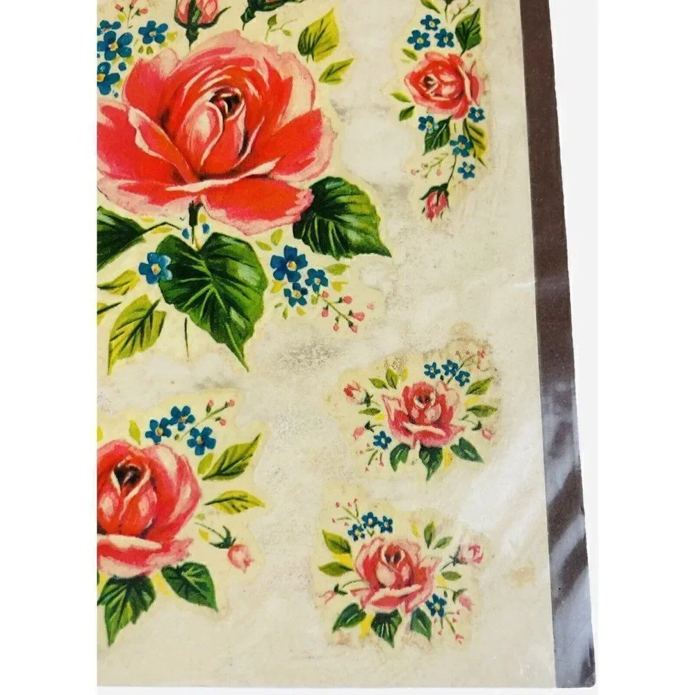 NOS Vintage 1976 Meyercord Decals Roses Flowers Floral Kitschy Transfer Crafts